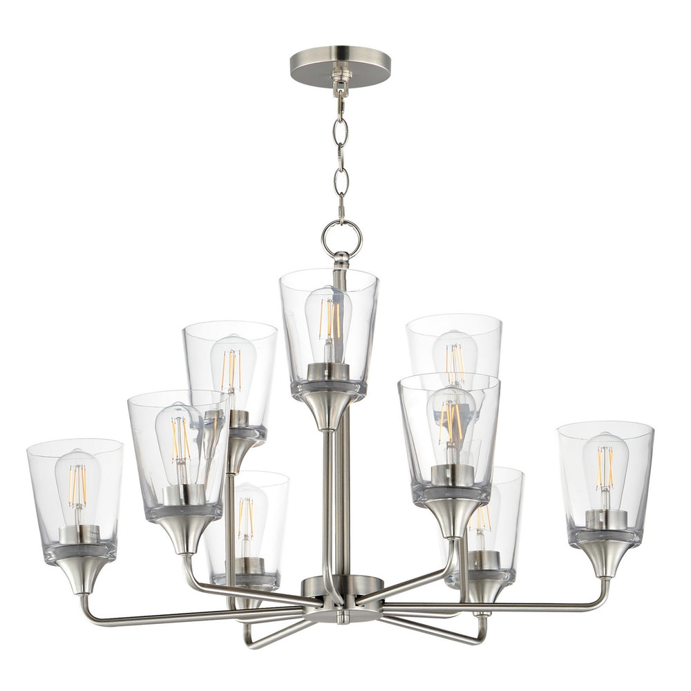Maxim - Nine Light Chandelier - Hudson - Satin Nickel- Union Lighting Luminaires Decor