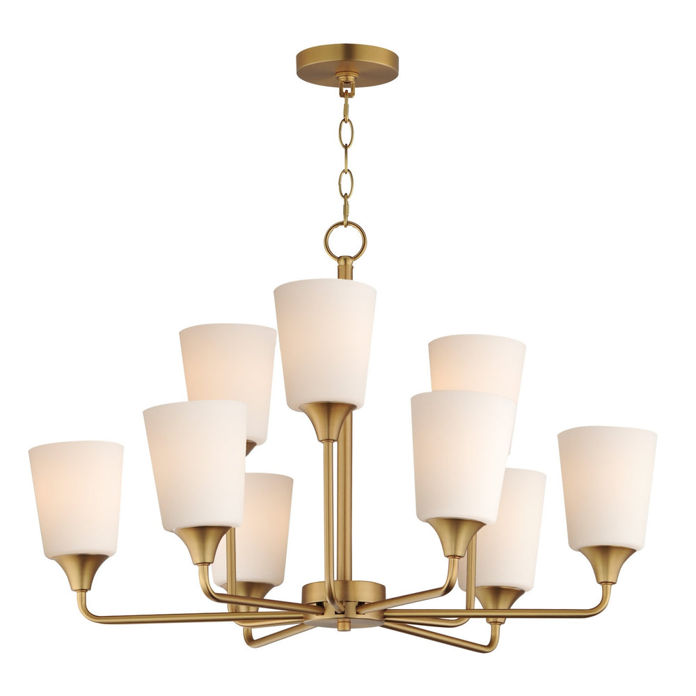 Maxim - Nine Light Chandelier - Hudson - Natural Aged Brass- Union Lighting Luminaires Decor