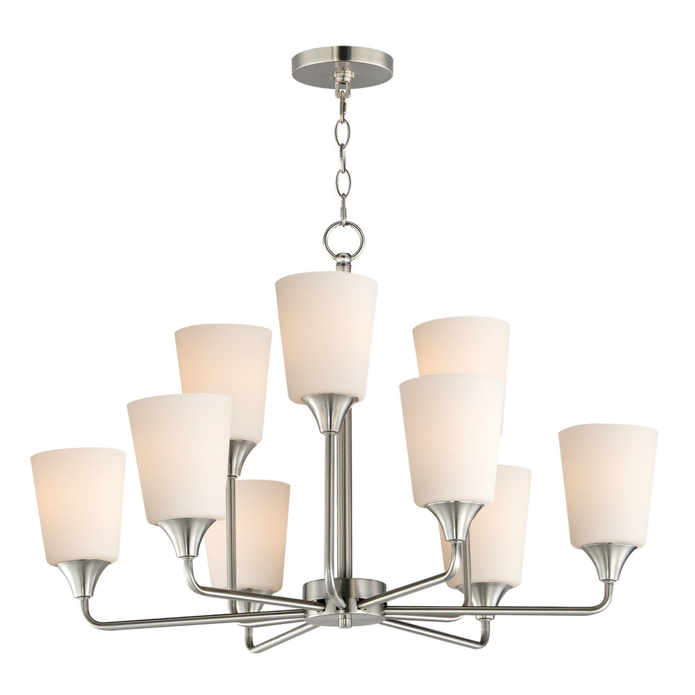 Maxim - Nine Light Chandelier - Hudson - Satin Nickel- Union Lighting Luminaires Decor
