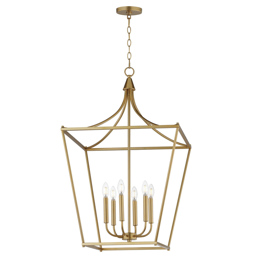 Maxim - Six Light Pendant - Clifton - Natural Aged Brass- Union Lighting Luminaires Decor