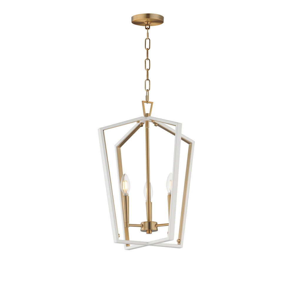 Maxim - Three Light Pendant - Melrose - White/Natural Aged Brass- Union Lighting Luminaires Decor