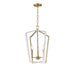 Maxim - Three Light Pendant - Melrose - White/Natural Aged Brass- Union Lighting Luminaires Decor