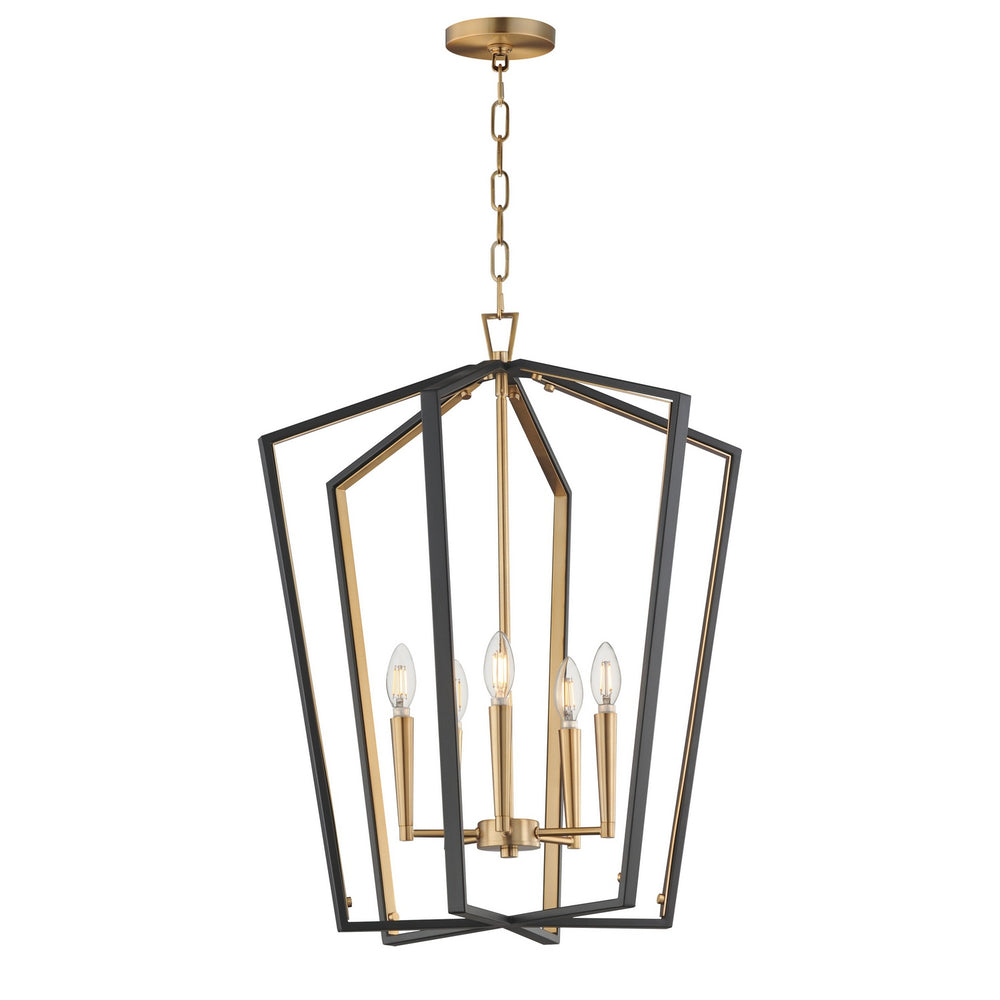 Maxim - Five Light Pendant - Melrose - Black / Natural Aged Brass- Union Lighting Luminaires Decor
