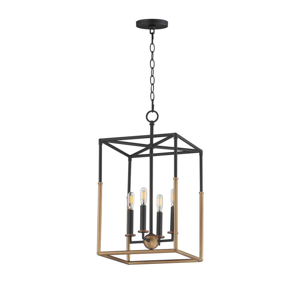 Maxim - Four Light Pendant - SoHo - Black/Weathered Brass- Union Lighting Luminaires Decor