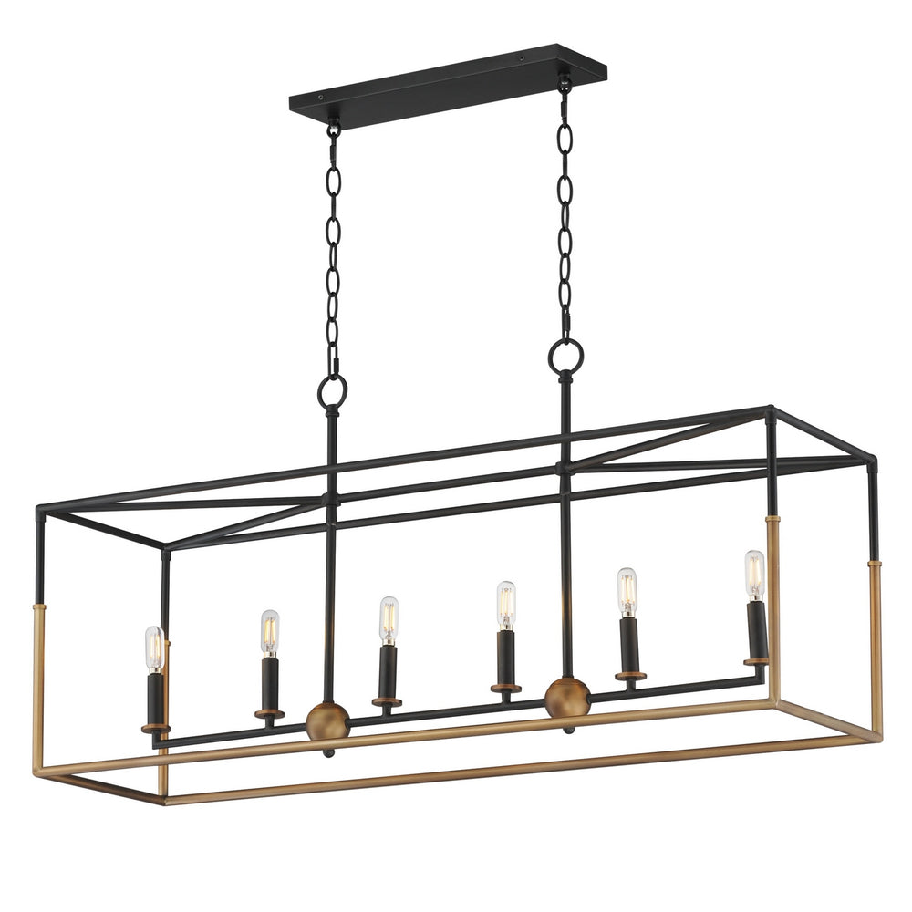 Maxim - Six Light Linear Pendant - SoHo - Black/Weathered Brass- Union Lighting Luminaires Decor