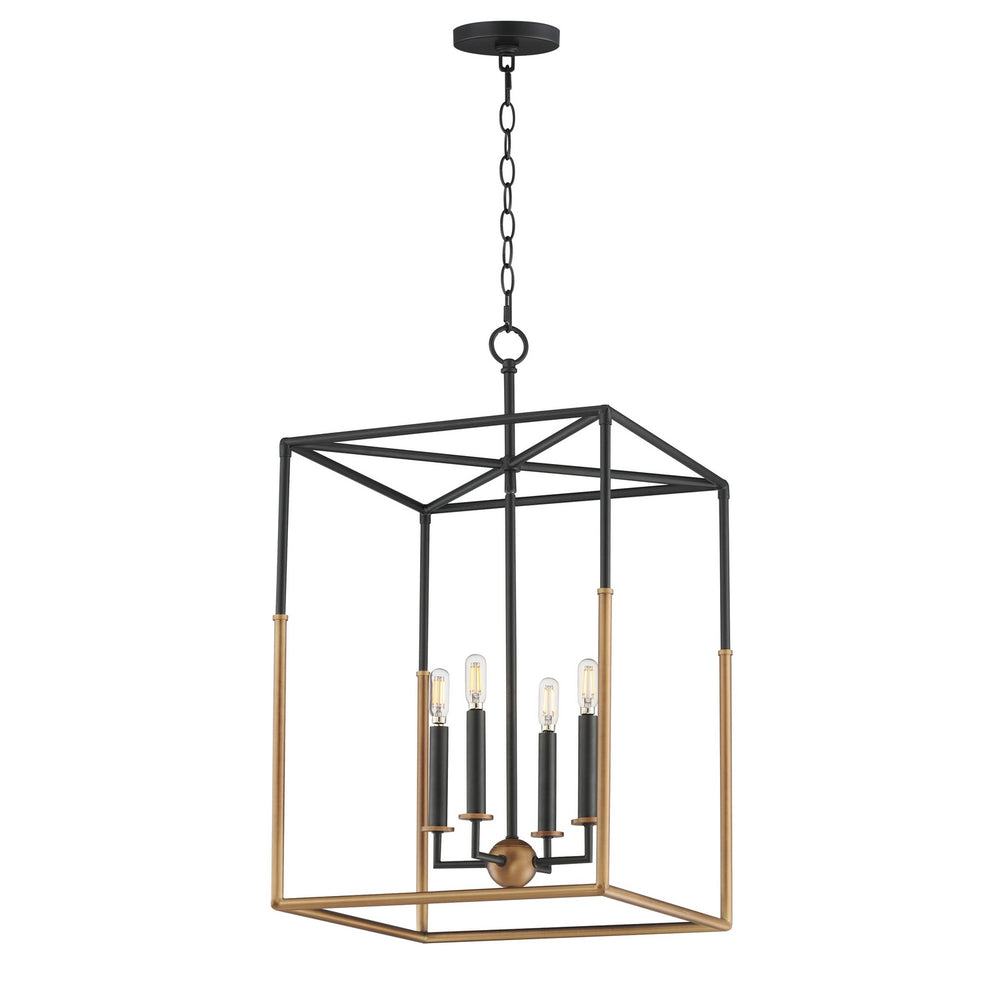 Maxim - Four Light Pendant - SoHo - Black/Weathered Brass- Union Lighting Luminaires Decor