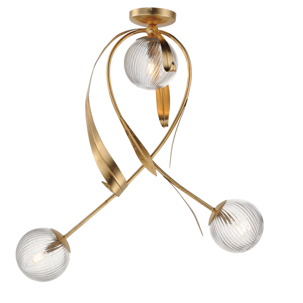 Maxim - Three Light Flush Mount - Firenze - Gold Leaf- Union Lighting Luminaires Decor