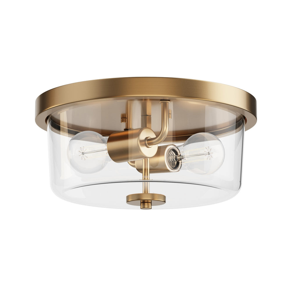 Maxim - Two Light Flush Mount - Fuller - Natural Aged Brass- Union Lighting Luminaires Decor