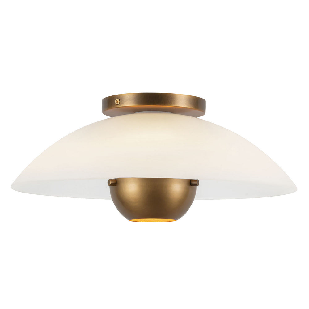 Kuzco Canada - One Light Semi-Flush Mount - Umbra - Opal Glass/Vintage Brass- Union Lighting Luminaires Decor