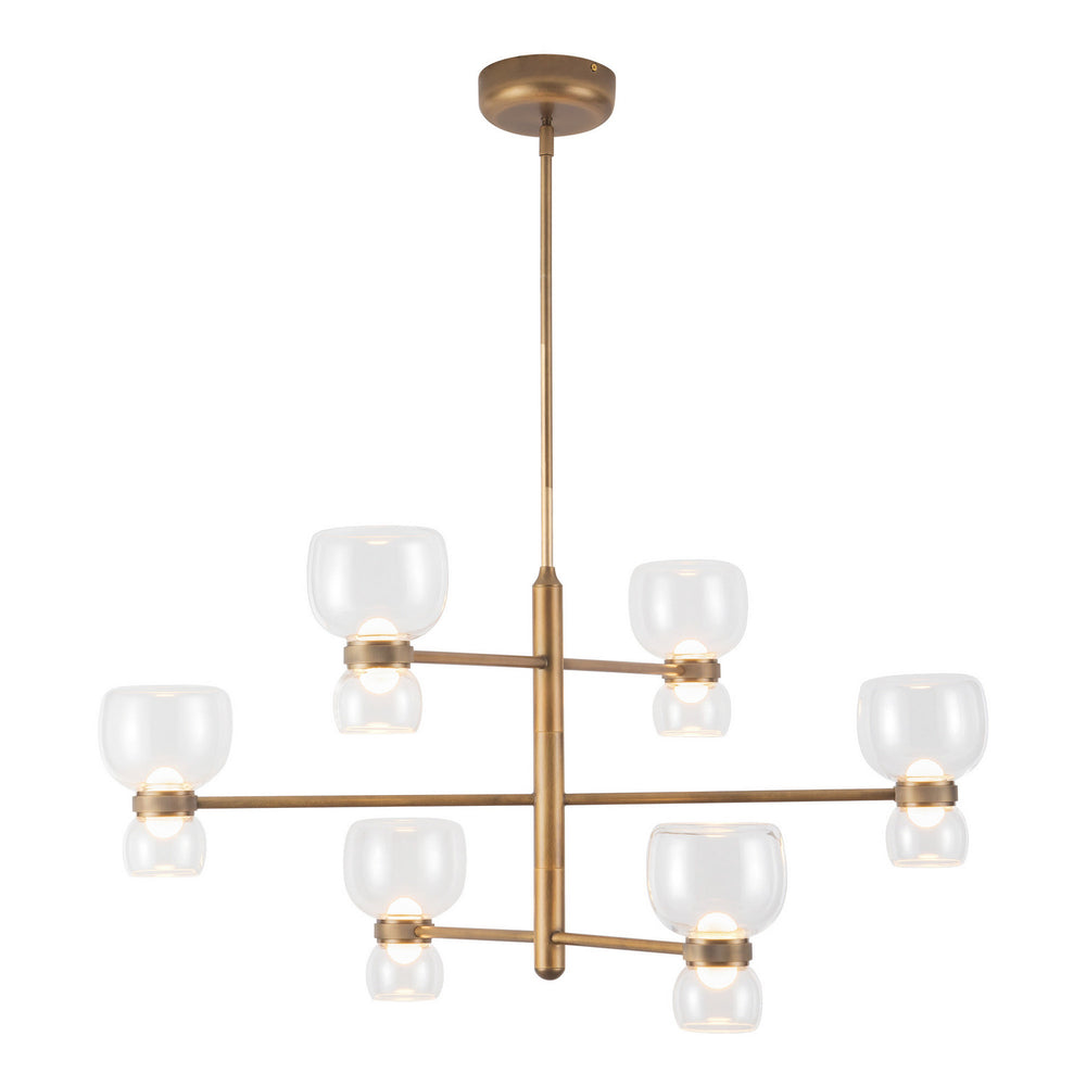 Alora Canada - LED Chandelier - Sutton - Vintage Brass/Clear Glass- Union Lighting Luminaires Decor