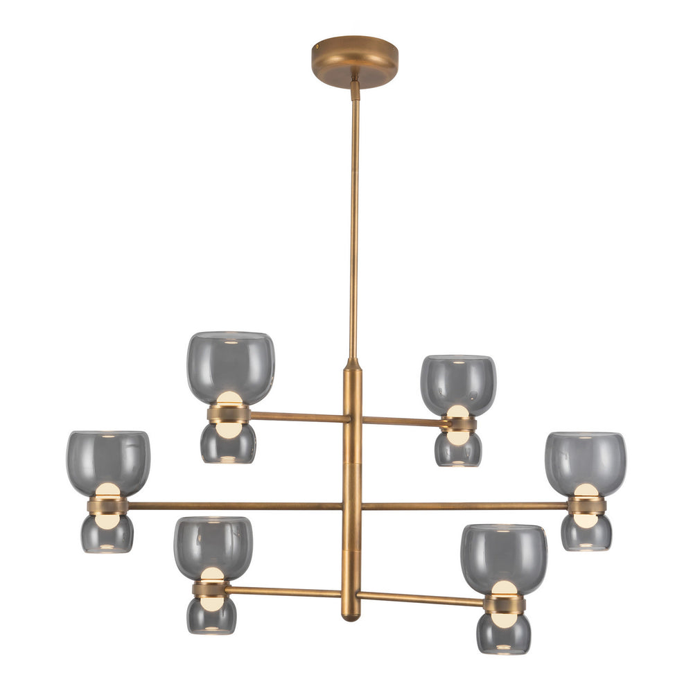 Alora Canada - LED Chandelier - Sutton - Vintage Brass/Smoked Glass- Union Lighting Luminaires Decor