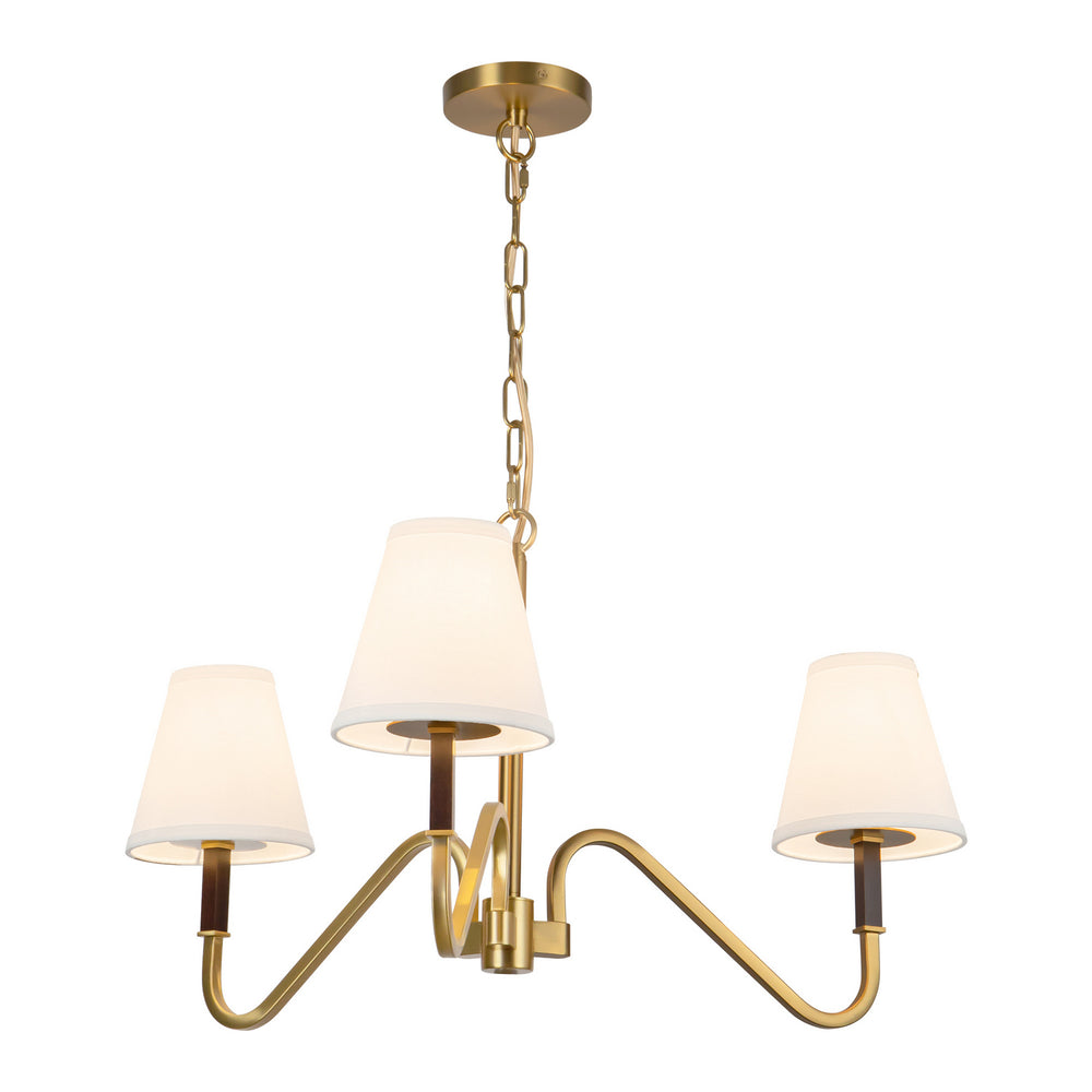 Alora Canada - Three Light Chandelier - Sloan - Brushed Gold/White Linen- Union Lighting Luminaires Decor
