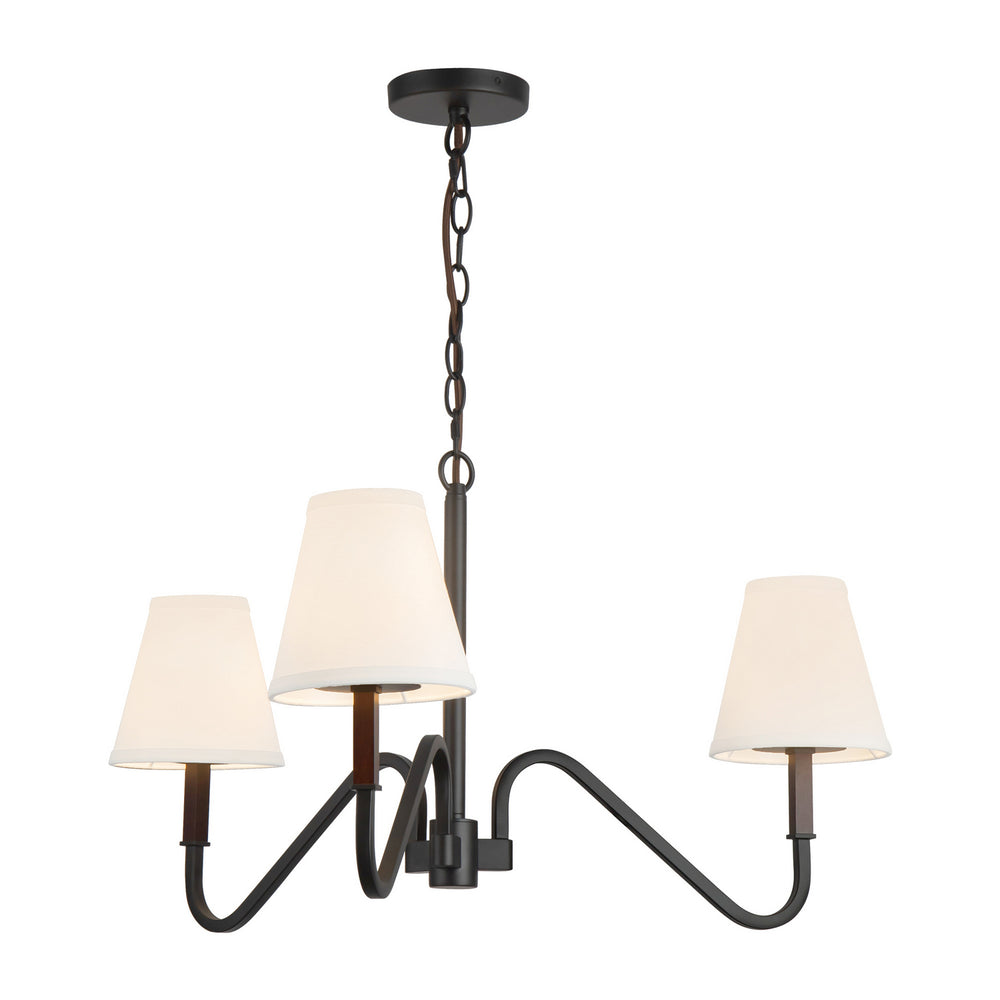 Alora Canada - Three Light Chandelier - Sloan - Matte Black/White Linen- Union Lighting Luminaires Decor