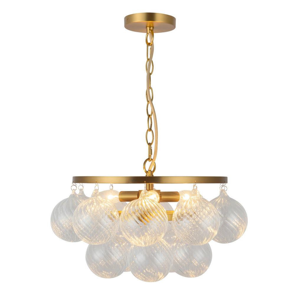 Alora Canada - Three Light Chandelier - Faye - Brushed Gold/Clear Ribbed Glass- Union Lighting Luminaires Decor