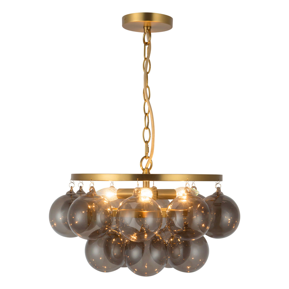 Alora Canada - Three Light Chandelier - Faye - Brushed Gold/Smoked Glass- Union Lighting Luminaires Decor