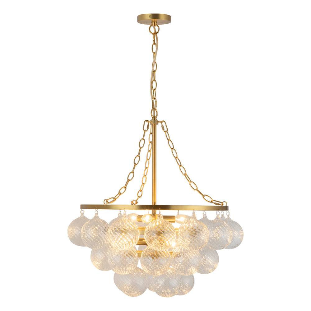 Alora Canada - Six Light Chandelier - Faye - Brushed Gold/Clear Ribbed Glass- Union Lighting Luminaires Decor