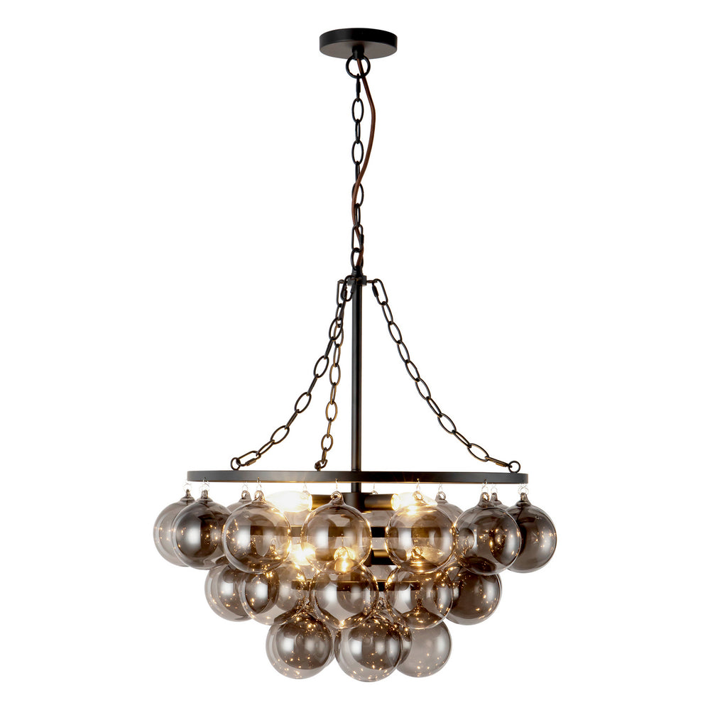 Alora Canada - Six Light Chandelier - Faye - Matte Black/Smoked Solid Glass- Union Lighting Luminaires Decor