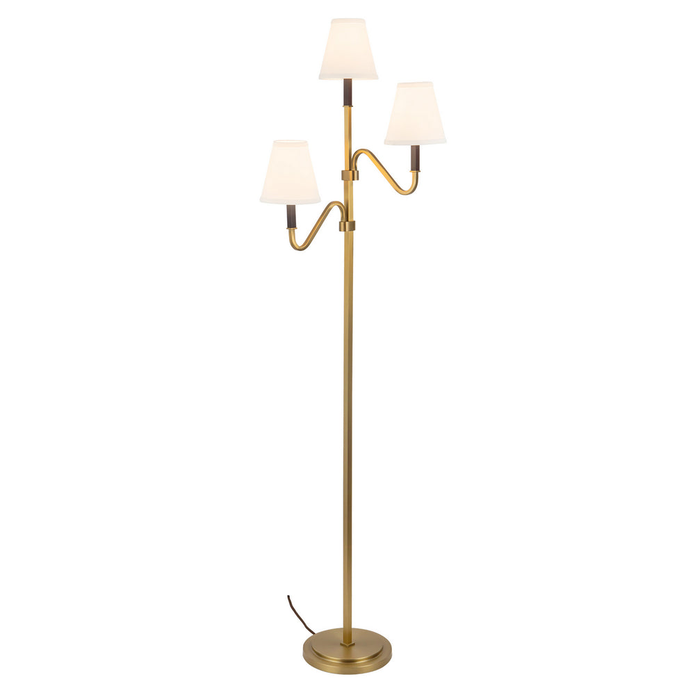 Alora Canada - Three Light Floor Lamp - Sloan - Brushed Gold/White Linen- Union Lighting Luminaires Decor