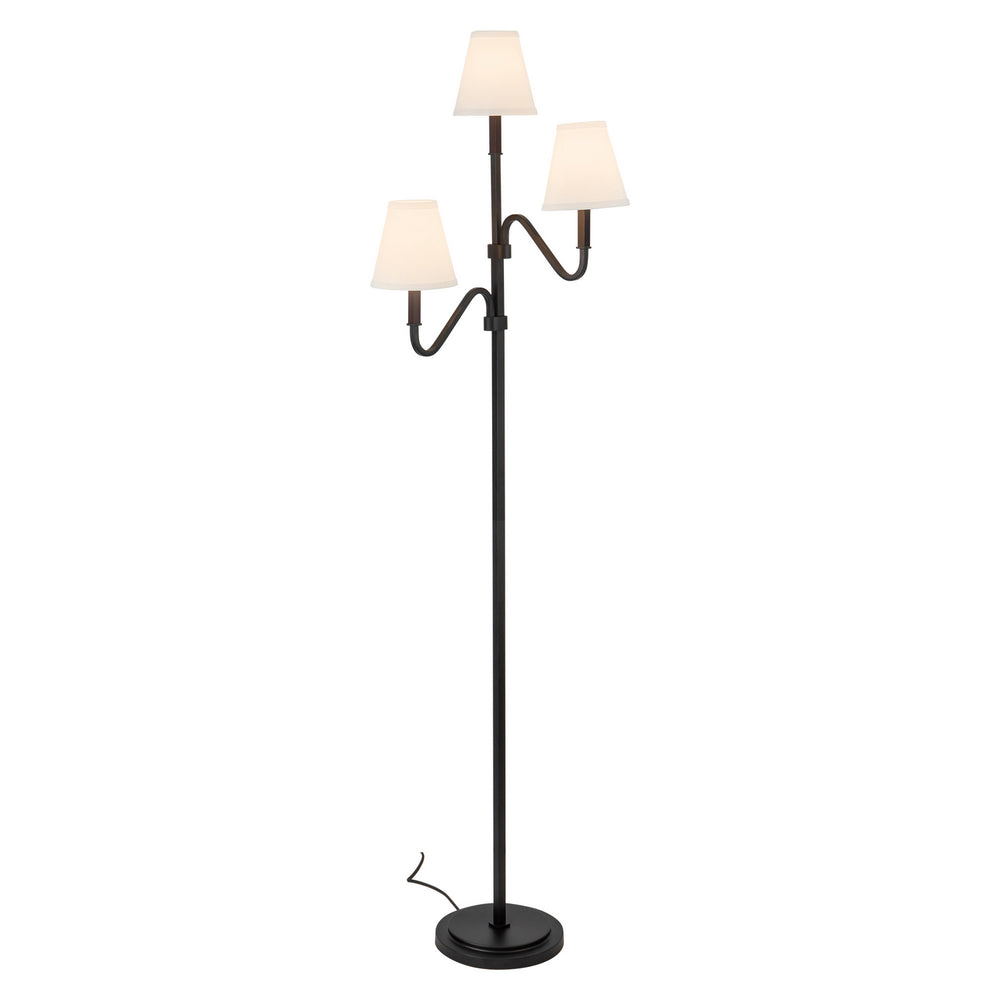 Alora Canada - Three Light Floor Lamp - Sloan - Matte Black/White Linen- Union Lighting Luminaires Decor