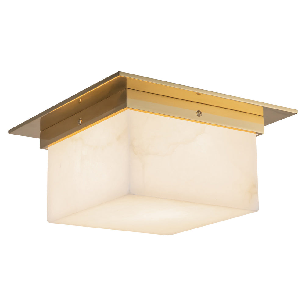 Alora Canada - Two Light Flush Mount - Mineral - Patina Brass/Alabaster- Union Lighting Luminaires Decor