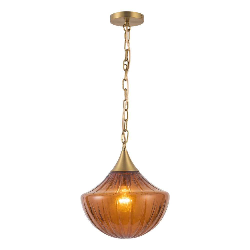 Alora Canada - One Light Pendant - Farrah - Brushed Gold/Amber- Union Lighting Luminaires Decor