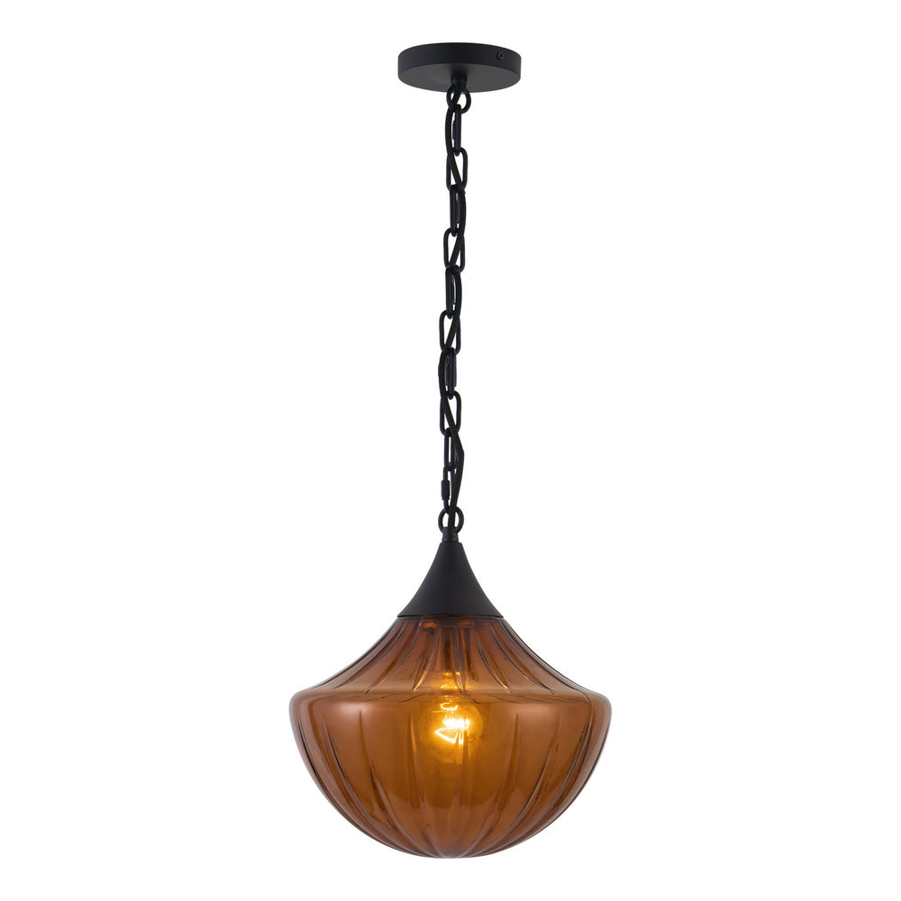 Alora Canada - One Light Pendant - Farrah - Matte Black/Amber- Union Lighting Luminaires Decor
