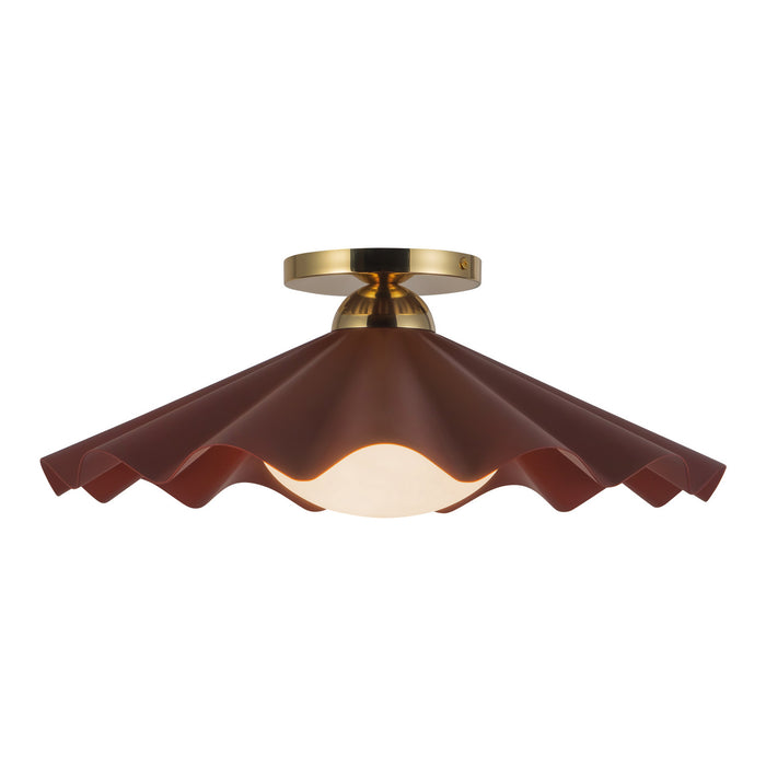 Alora Canada - One Light Semi-Flush Mount - Furrow - Burgundy- Union Lighting Luminaires Decor