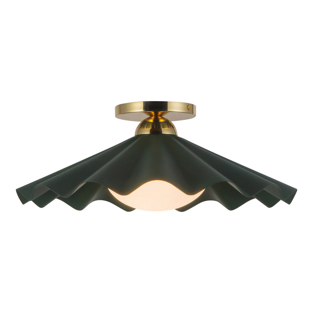 Alora Canada - One Light Semi-Flush Mount - Furrow - Pine Green- Union Lighting Luminaires Decor