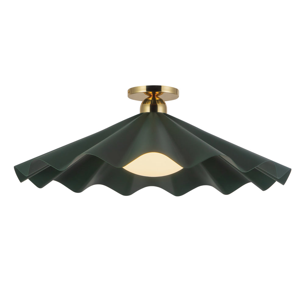 Alora Canada - One Light Semi-Flush Mount - Furrow - Pine Green- Union Lighting Luminaires Decor