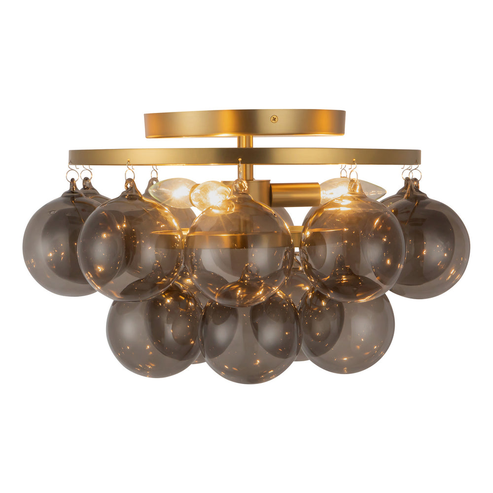 Alora Canada - Three Light Semi-Flush Mount - Faye - Brushed Gold/Smoked Glass- Union Lighting Luminaires Decor
