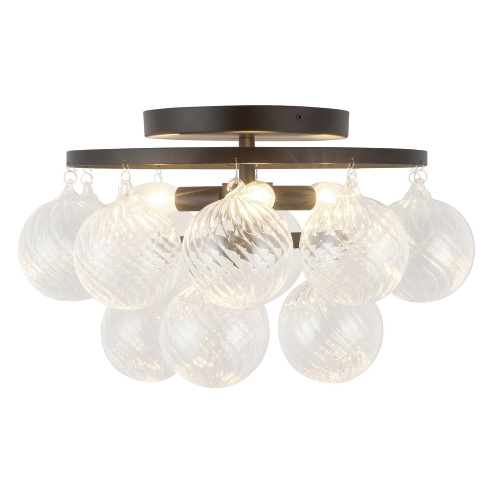 Alora Canada - Three Light Semi-Flush Mount - Faye - Matte Black/Clear Ribbed Glass- Union Lighting Luminaires Decor