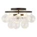 Alora Canada - Three Light Semi-Flush Mount - Faye - Matte Black/Clear Ribbed Glass- Union Lighting Luminaires Decor