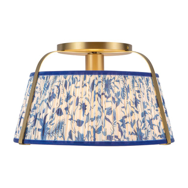 Alora Canada - One Light Semi-Flush Mount - Scout - Brushed Gold/Blue Linen- Union Lighting Luminaires Decor