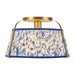 Alora Canada - One Light Semi-Flush Mount - Scout - Brushed Gold/Blue Linen- Union Lighting Luminaires Decor
