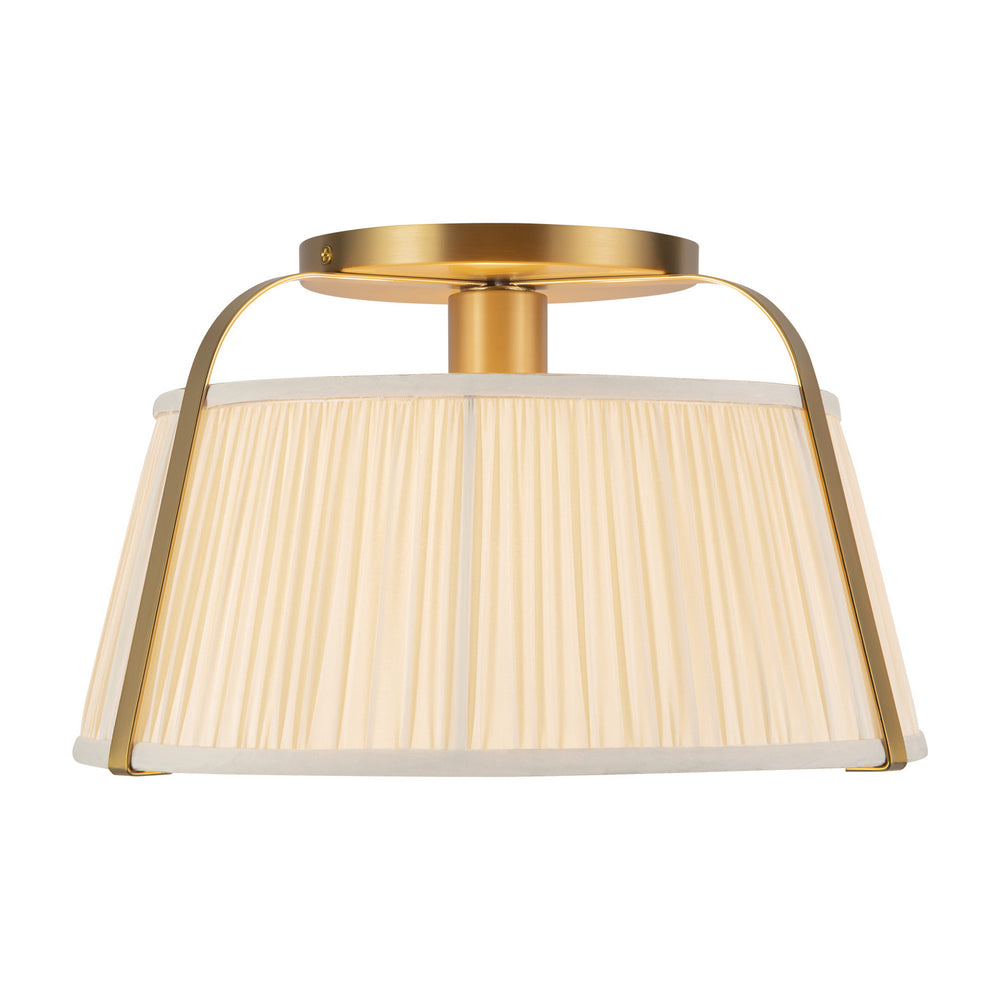 Alora Canada - One Light Semi-Flush Mount - Scout - Brushed Gold/White Linen- Union Lighting Luminaires Decor