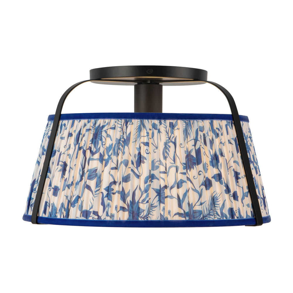 Alora Canada - One Light Semi-Flush Mount - Scout - Matte Black/Blue Linen- Union Lighting Luminaires Decor