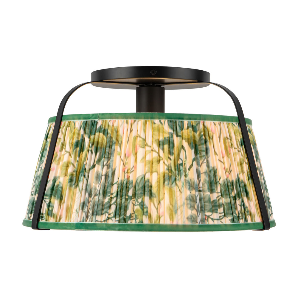 Alora Canada - One Light Semi-Flush Mount - Scout - Matte Black/Green Linen- Union Lighting Luminaires Decor