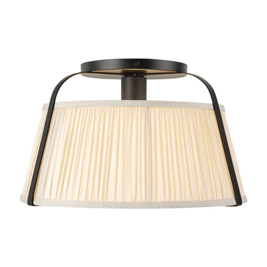 Alora Canada - One Light Semi-Flush Mount - Scout - Matte Black/White Linen- Union Lighting Luminaires Decor