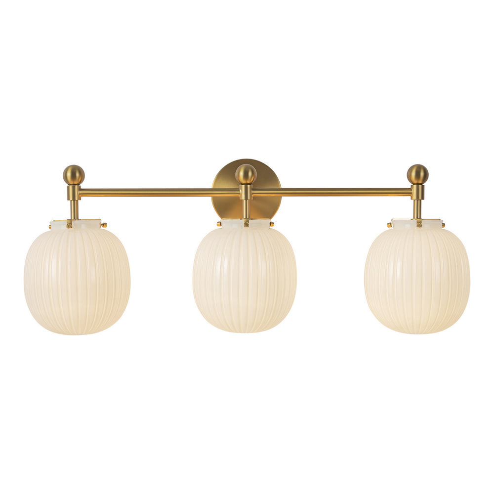 Alora Canada - Three Light Bathroom Vanity - Cherise - Brushed Gold/Glossy Ribbed Opal Glass- Union Lighting Luminaires Decor