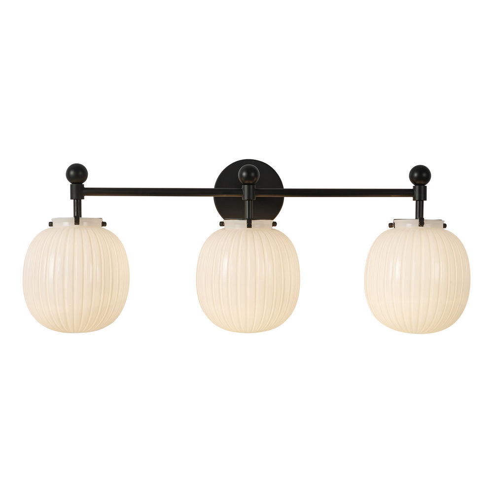 Alora Canada - Three Light Bathroom Vanity - Cherise - Matte Black/Glossy Ribbed Opal Glass- Union Lighting Luminaires Decor