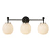 Alora Canada - Three Light Bathroom Vanity - Cherise - Matte Black/Glossy Ribbed Opal Glass- Union Lighting Luminaires Decor