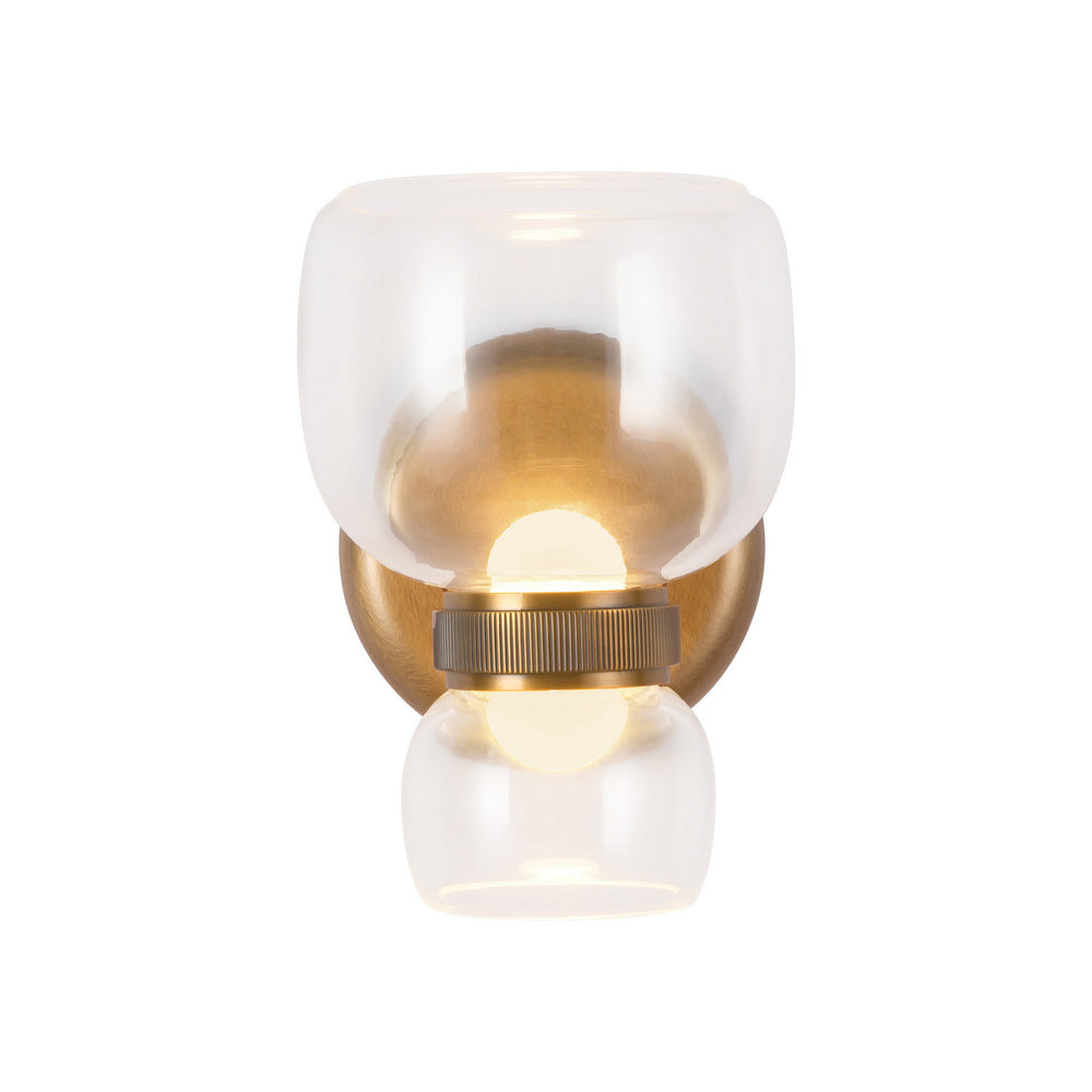 Alora Canada - LED Bathroom Vanity - Sutton - Vintage Brass/Clear Glass- Union Lighting Luminaires Decor