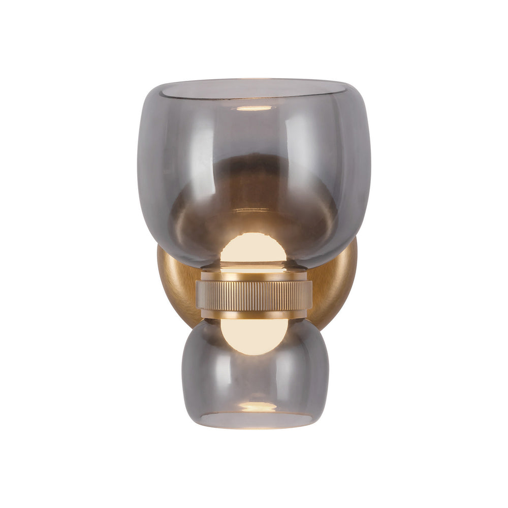 Alora Canada - LED Bathroom Vanity - Sutton - Vintage Brass/Smoked Glass- Union Lighting Luminaires Decor
