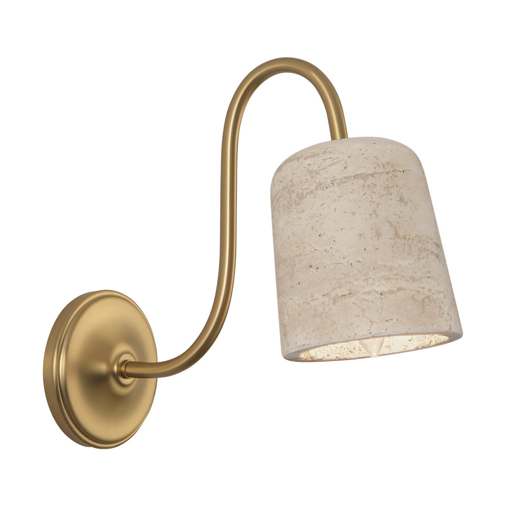 Alora Canada - One Light Bathroom Vanity - Bromley - Brushed Gold/Travertine- Union Lighting Luminaires Decor