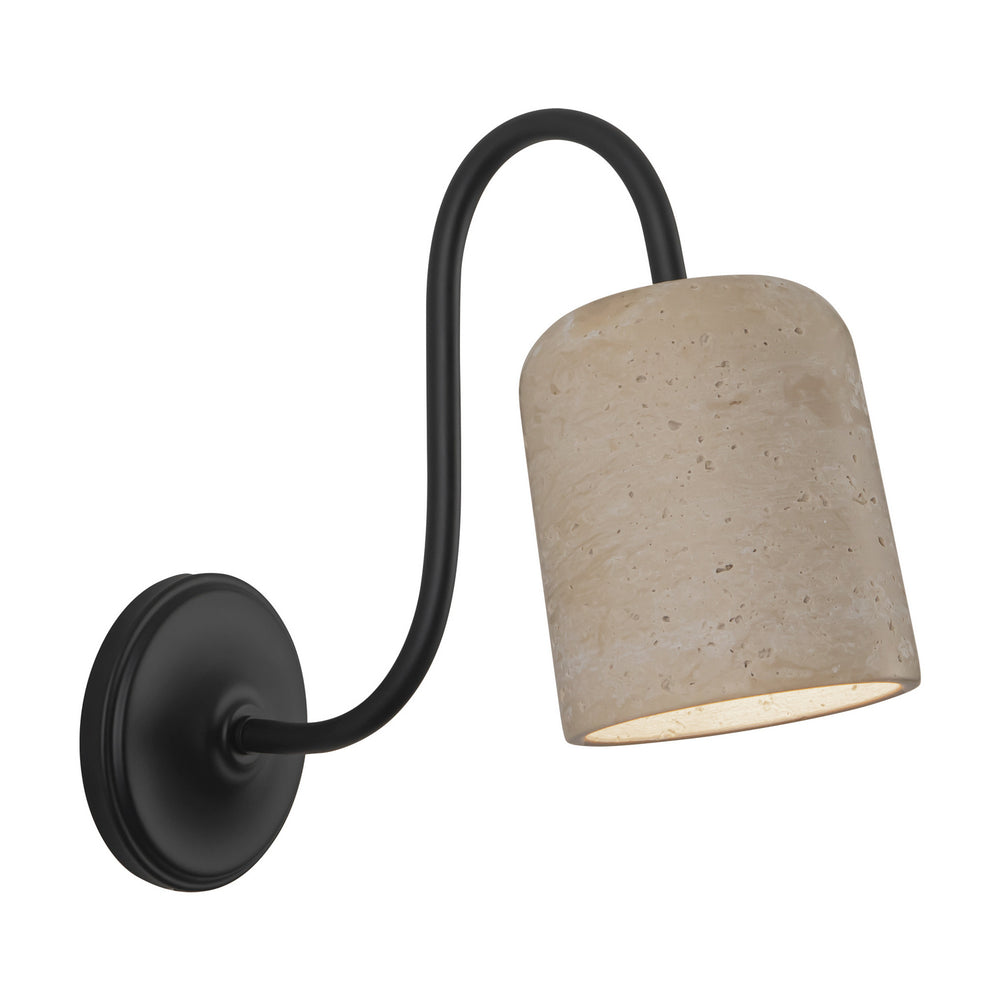 Alora Canada - One Light Bathroom Vanity - Bromley - Matte Black/Travertine- Union Lighting Luminaires Decor
