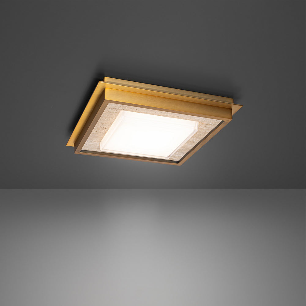Modern Forms Canada - LED Flush Mount - Grandstand - Beige Travertine/Aged Brass- Union Lighting Luminaires Decor