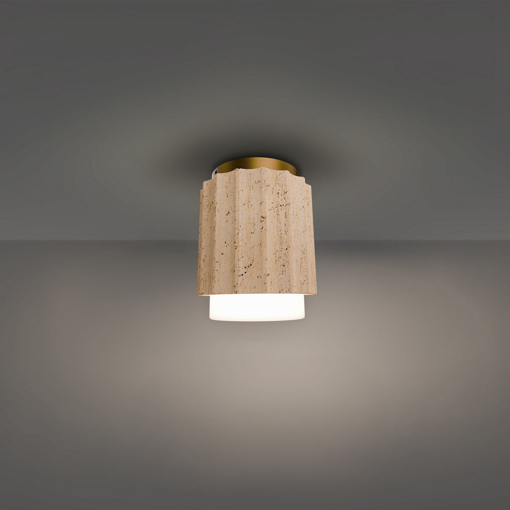 Modern Forms Canada - LED Flush Mount - Caviar - Beige Travertine/Aged Brass- Union Lighting Luminaires Decor
