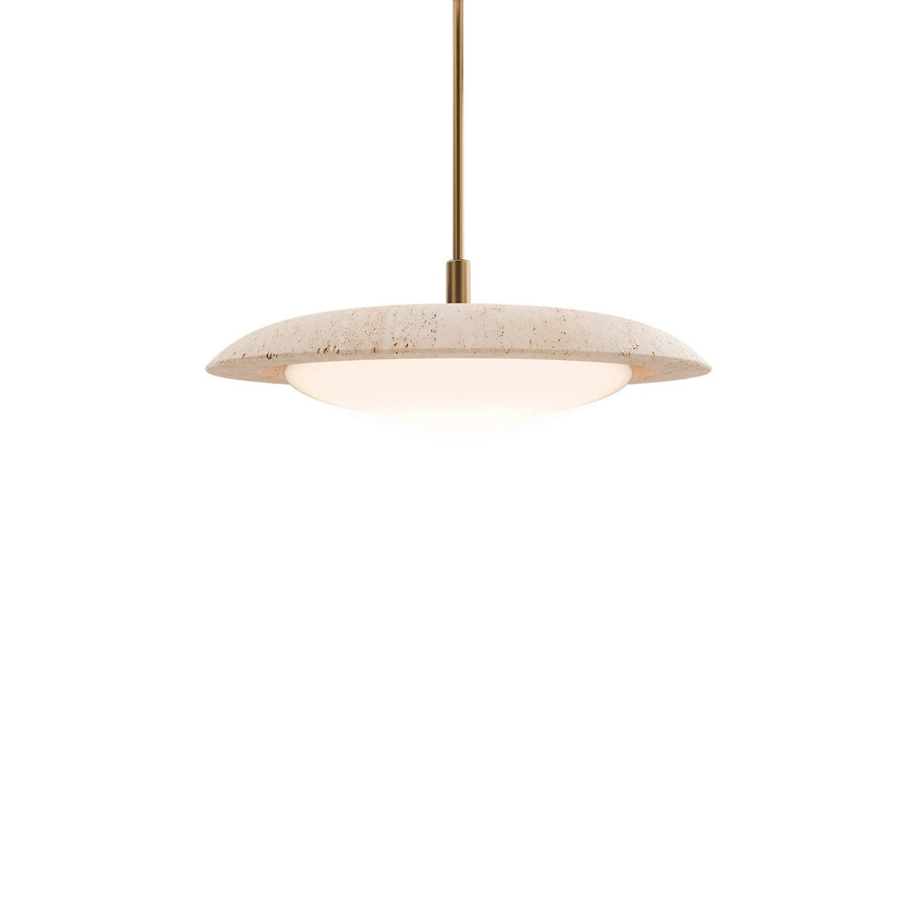 Modern Forms Canada - LED Pendant - Saturno - Beige Travertine/Aged Brass- Union Lighting Luminaires Decor