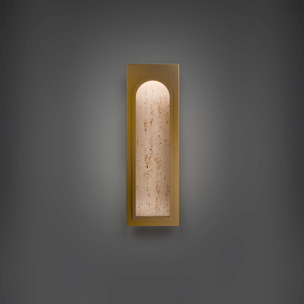 Modern Forms Canada - LED Wall Sconce - Cadey - Beige Travertine/Aged Brass- Union Lighting Luminaires Decor