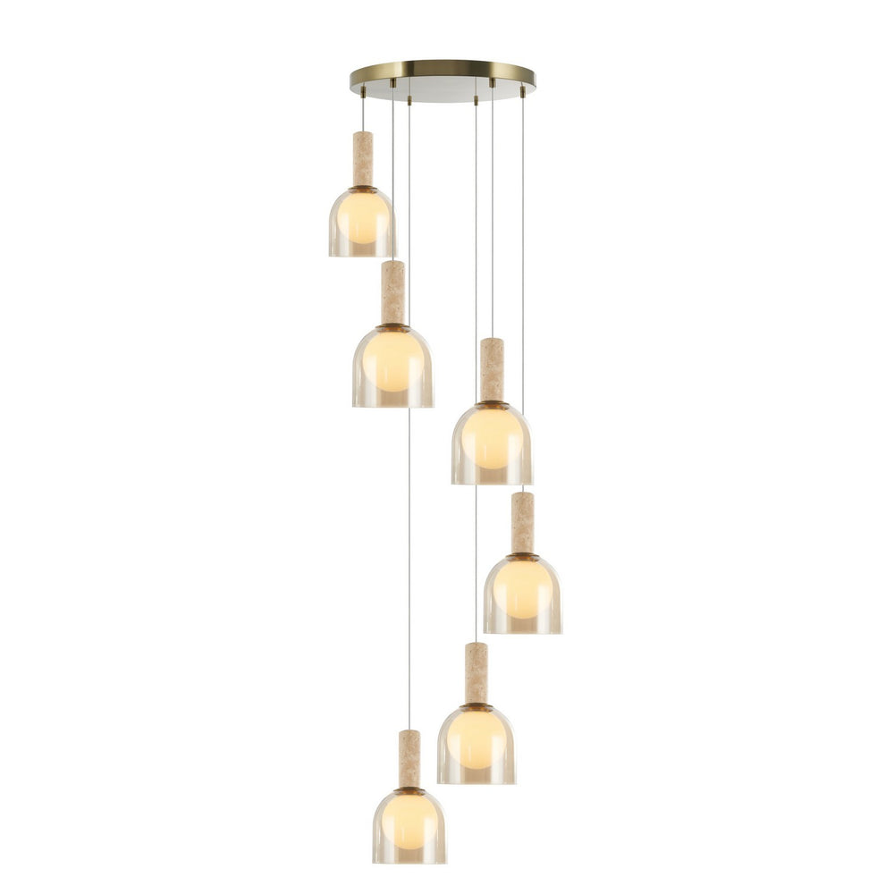 Artcraft Canada - Six Light Pendant - Juna - Brass- Union Lighting Luminaires Decor
